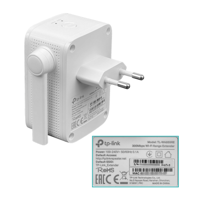 TL-WA855RE TP-LINK Extensor de Señal Inalámbrica de 2,4GHz con 2 Antenas Integradas, Velocidad de 300Mbps y Puerto Fast Ethernet, Alimentación 220V