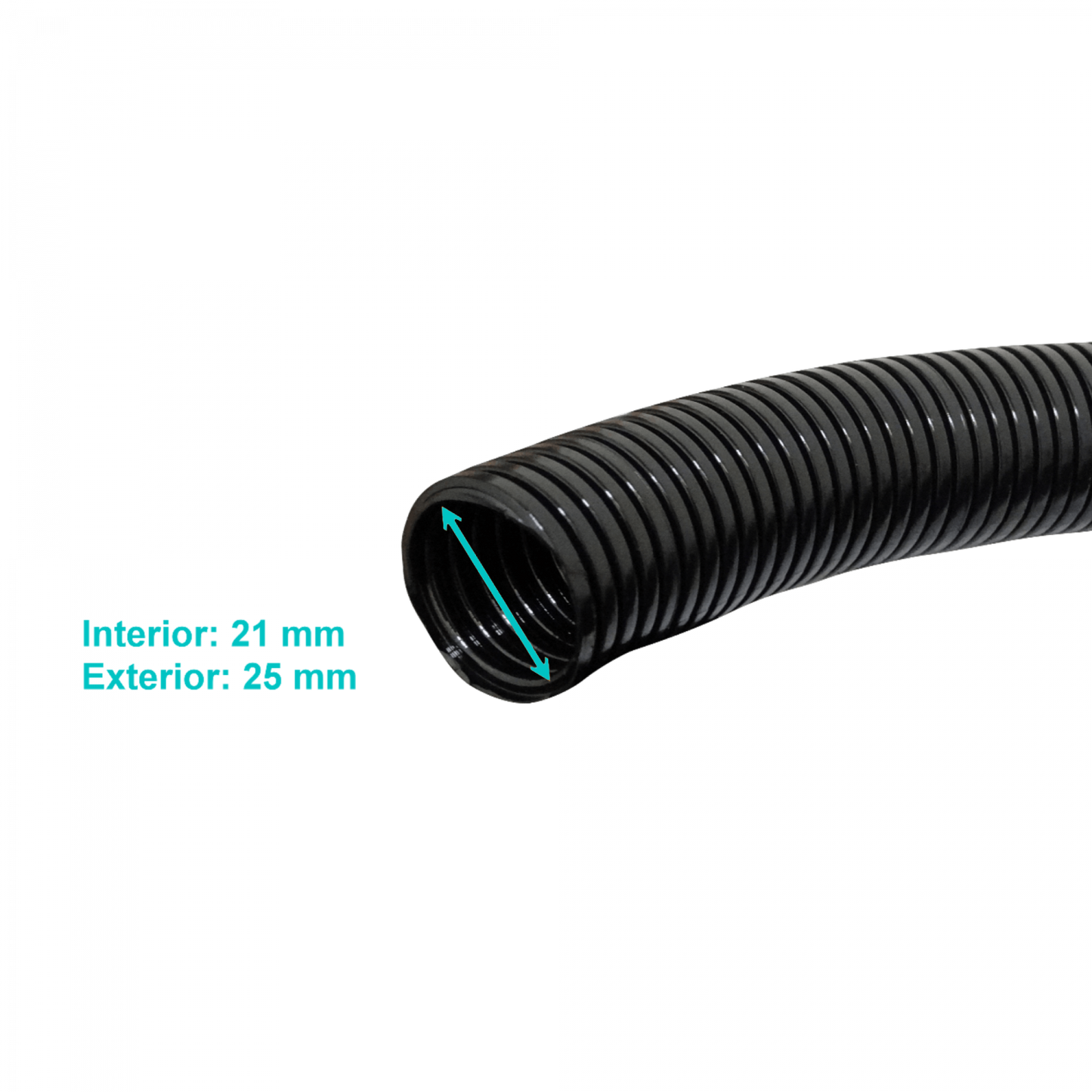 FLEP25 25mm Bobina-50mts 21mm-interno Tubería Flexible Plástica Corrugada Negra PA