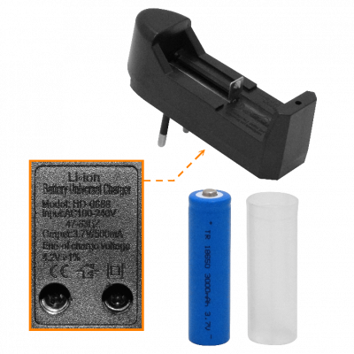 LINTERNA DM-L03 Linterna de 1 LED XML-T6, alimentada por batería de litio 18650, incluye cargador de 4,2V y la pila