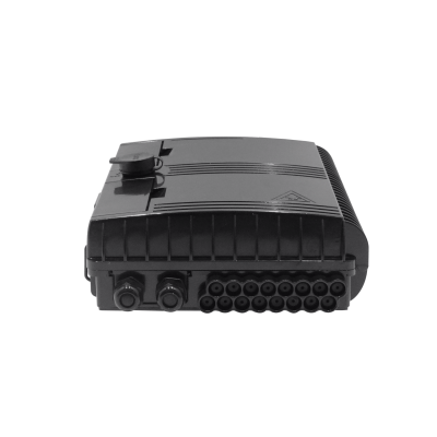 BOX-16N Caja de Fibra Óptica NAP Negra Rectangular para 16 Empalmes con 2 Prensaestopas IP65 con Llave requiere acopladores