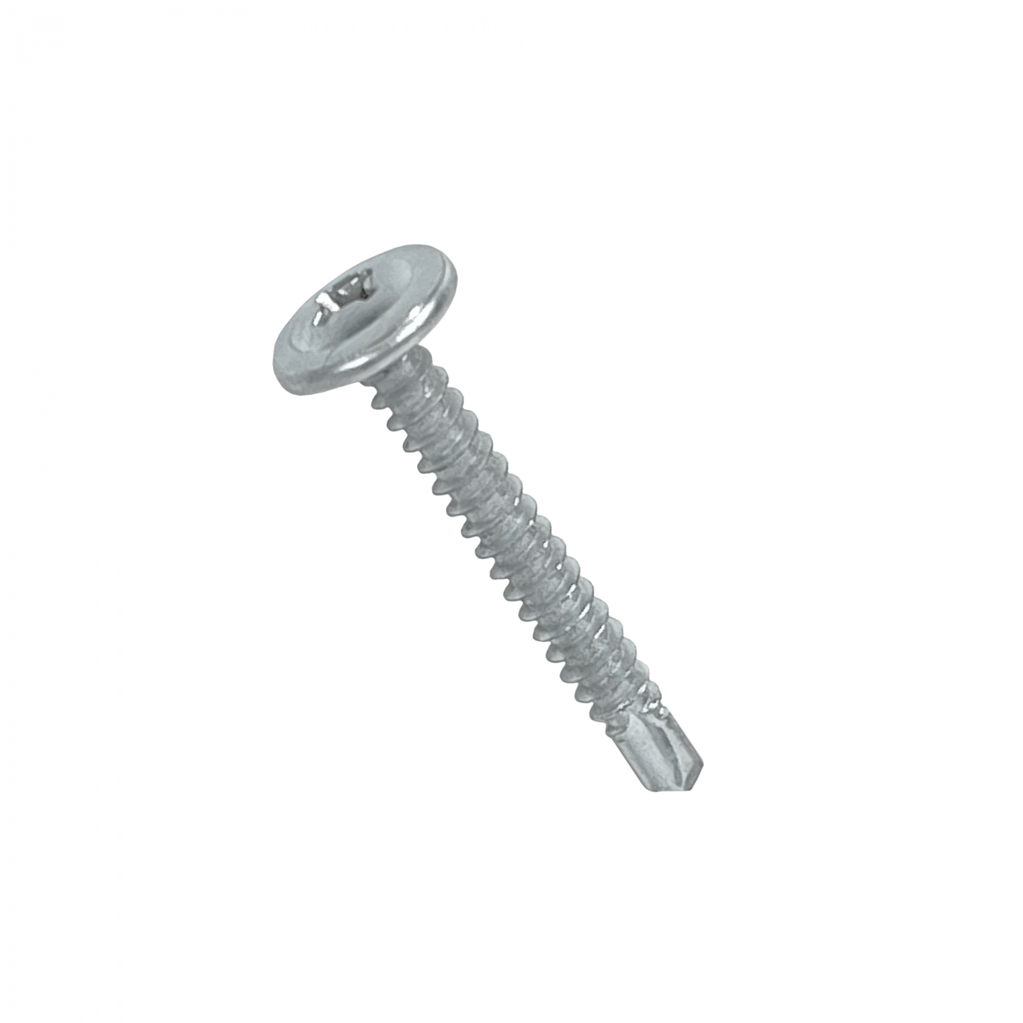 BJ8-12 Tornillo autoperforante zincado cabeza lenteja 10 mm, 8 x 1 1/4 pulgadas, largo 31 mm, paso 1,25 mm, caja de 100 unidades