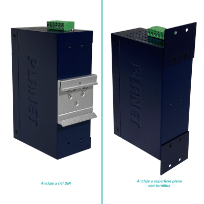 IGS-1020TF PLANET 8-1000 2-SFP Switch Industrial no-Admin Riel-DIN 12-48VDC 24VAC
