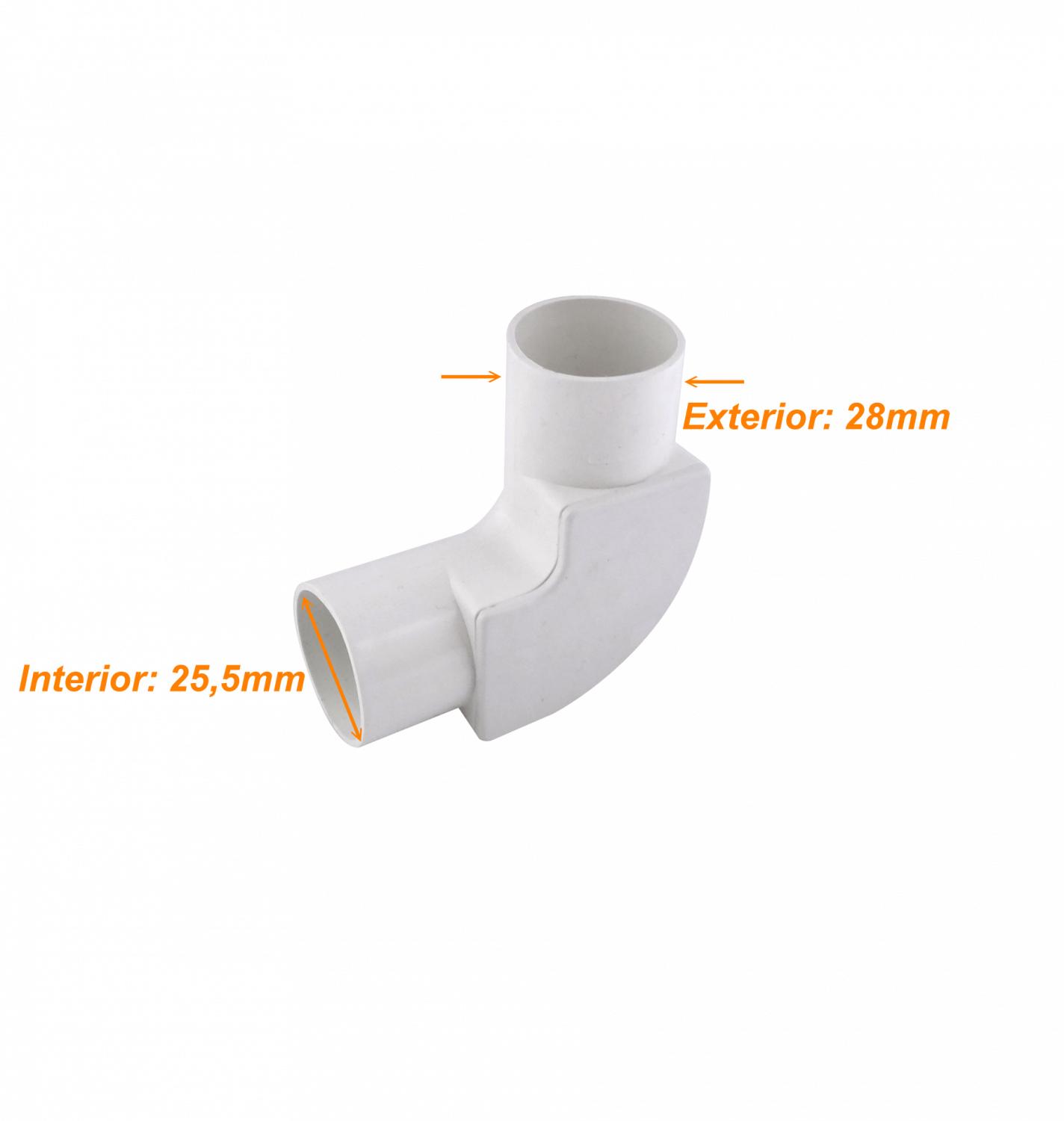 PVC25-CT Codo con tapa LINKCHIP de 25 mm para conducto de PVC blanco