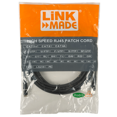 CP6SN-50L LINKMADE S/FTP CAT6 5 metros NEGRO LSZH LATIGUILLO DE RED MOLDEADO MULTIHILO