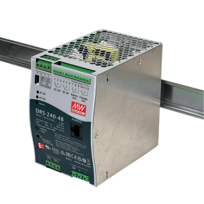 DRS-240-48 MEANWELL Fuente 48VDC 5A 240W 5-50AH RJ45 Ancho-86mm req/100-277V Carril-DIN
