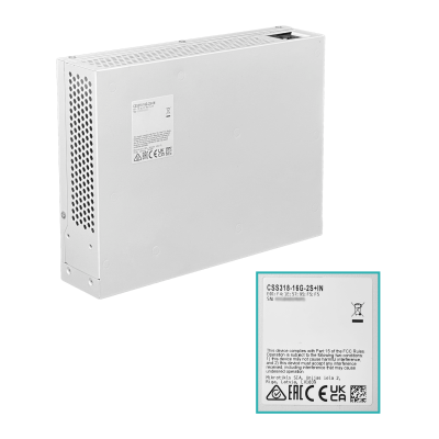 CSS318-16G-2S+IN MIKROTIK Conmutador de 16 puertos 1000Mbps, 2 ranuras SFP+ de 10Gbps, sistema SwOS Lite, montaje en bastidor, alimentación 100-240V, requiere cable C5