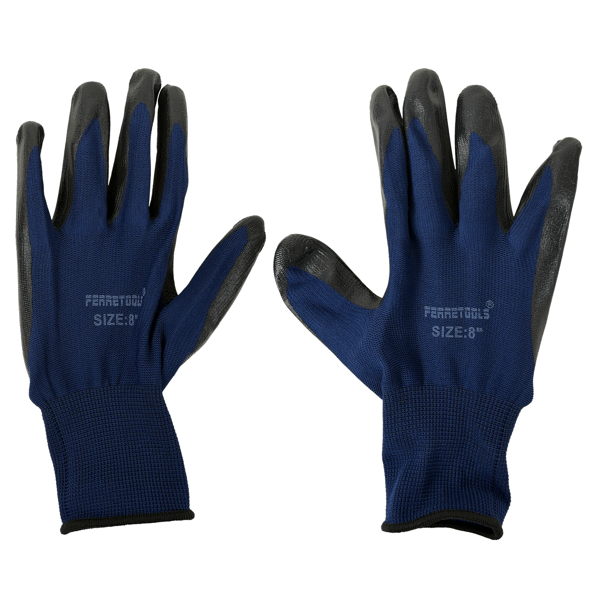 GUANTES-ANTIES Guantes de Protección Anti-estática en Poliéster con Palma de Nitrilo Color Negro Tamaño 8 Mediano