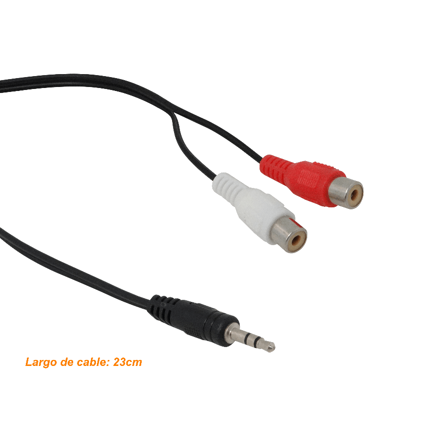 AUDIO-MRH Cable Adaptador de Audio de 20cm, Conector Macho 3.5mm a 2 Conectores RCA Hembra, Plug Phone de 1/8