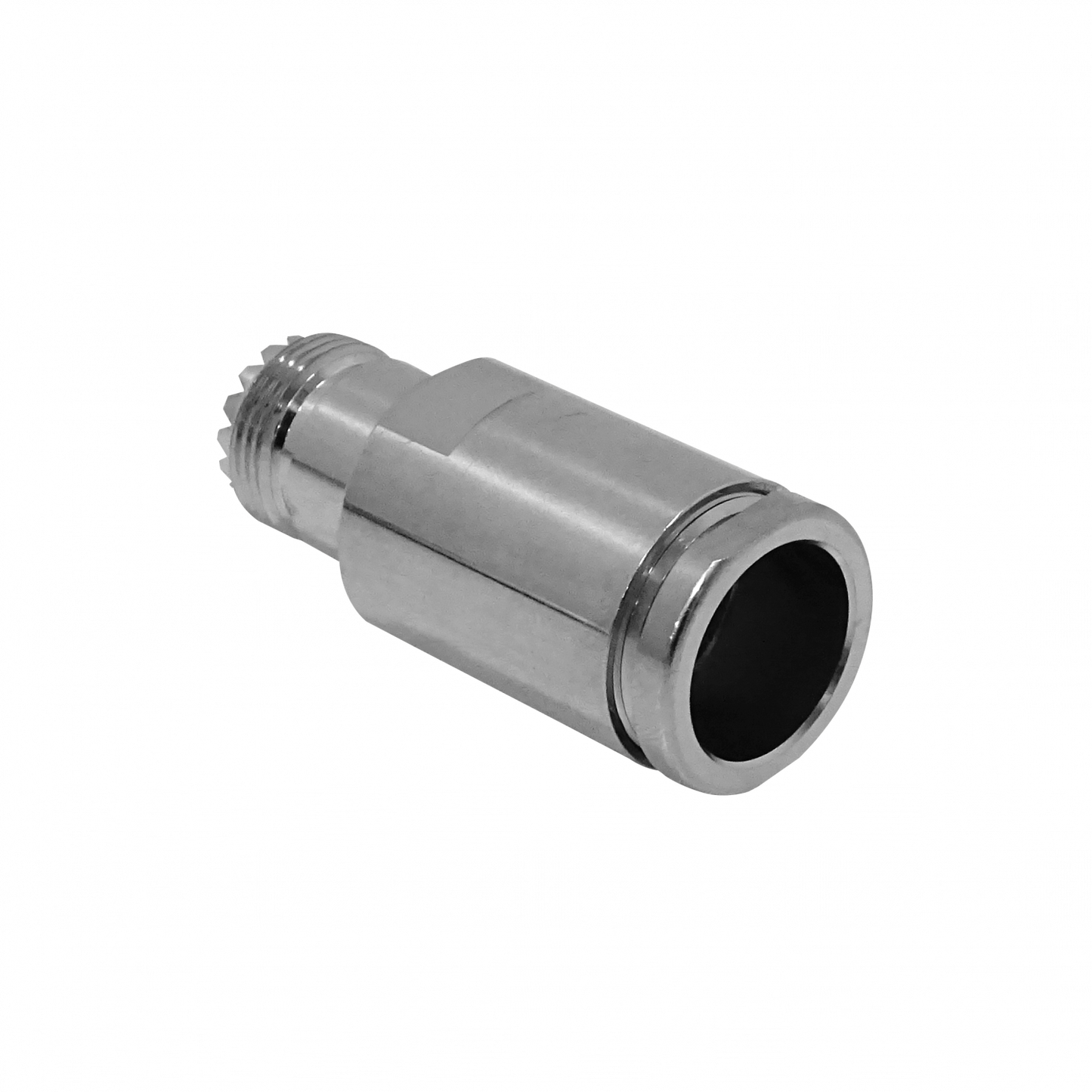 UH6C. Conector hembra UHF tipo PL259 para cable LMR600, de fijación atornillable y soldable, modelo CA600.