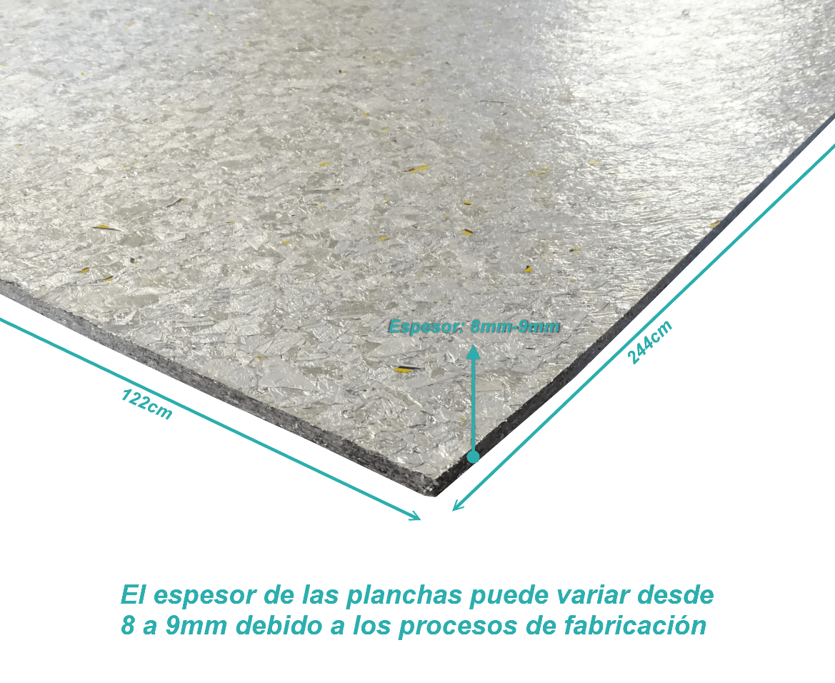 PT-80. TECAPLAK Espesor-8mm-9mm Hermético Polialuminio Reciclado Lámina 1,22x2,44m