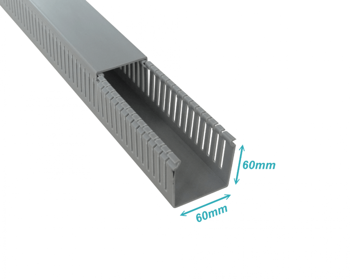 RAD-E6 Bandeja Perforada 2 metros x 60x60mm Color Gris para Cuadro Eléctrico