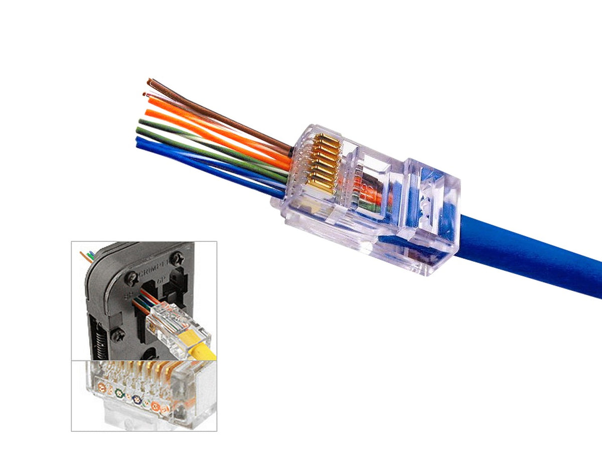 RJEZ XINTYLINK Conectores RJ45 EZ Categoría 5E UTP, Bolsa de 50 Unidades con Orificios de 1,0mm