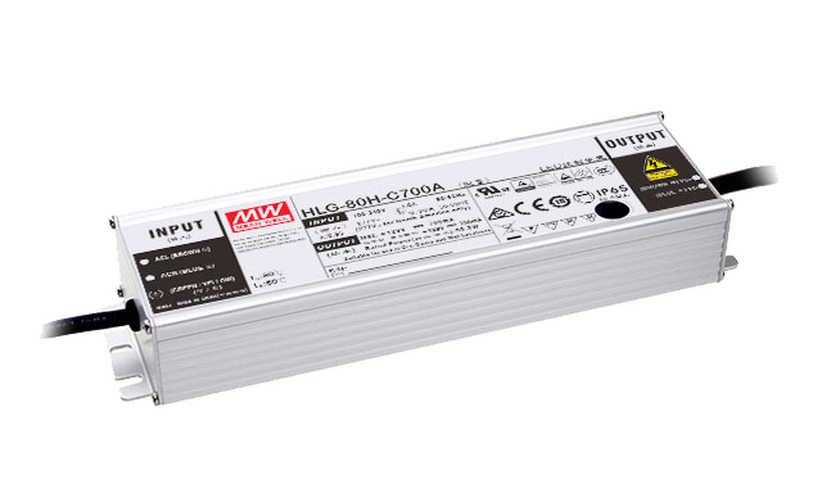 Driver LED carcasa metálica corriente 80W HLG-80H-C - 700mA (comúnmente usado) - A - Ajuste Potenciómetro (Io)