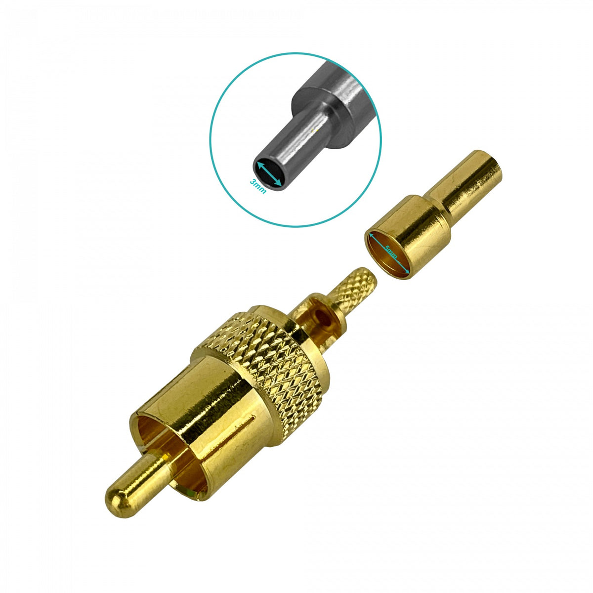 CM1C Conector Coaxial Engarzable RCA-Macho RG316 CA100 RG174