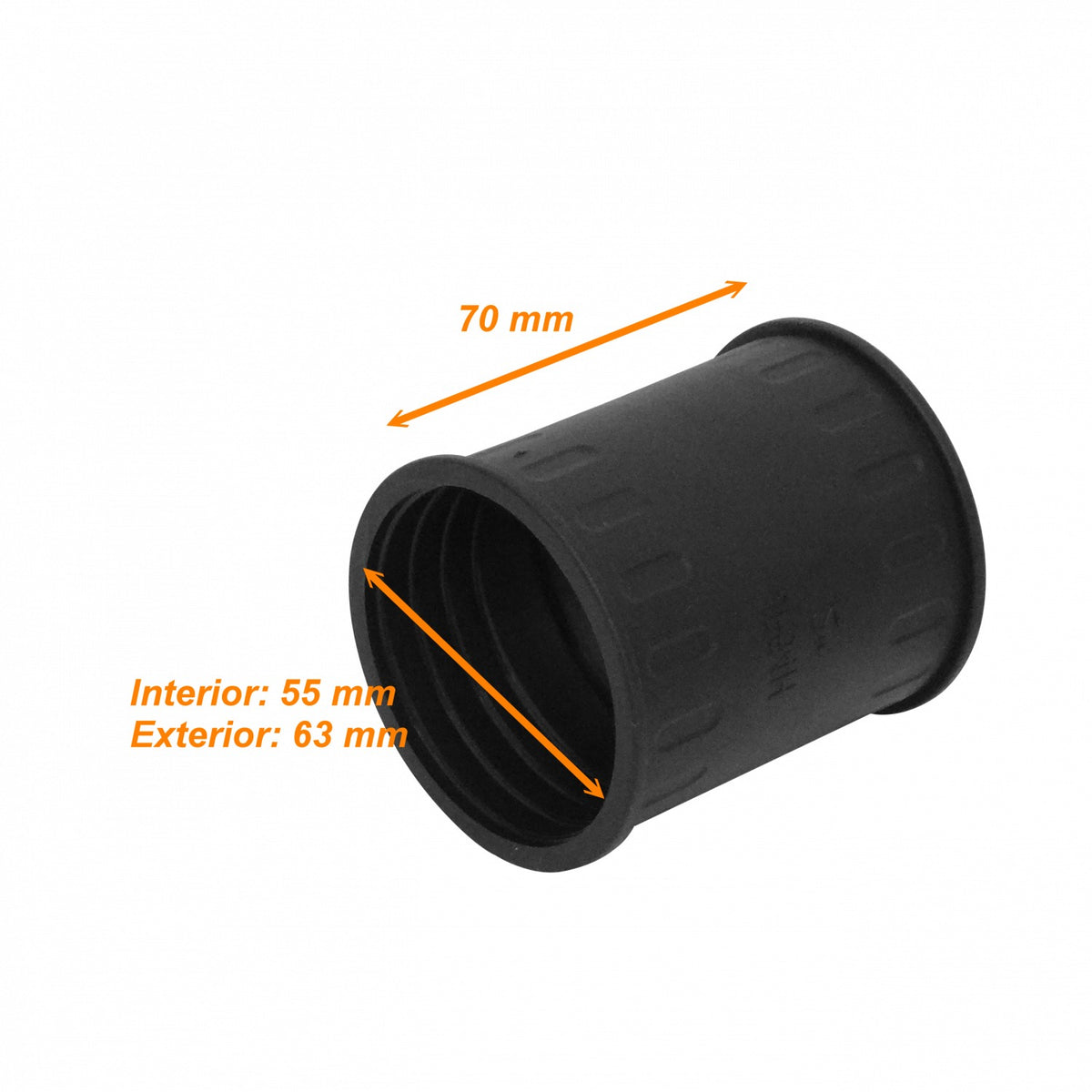 FLEP55-U Acoplador de Unión 55mm para Tubería Flexible Plástica Negra Corrugada