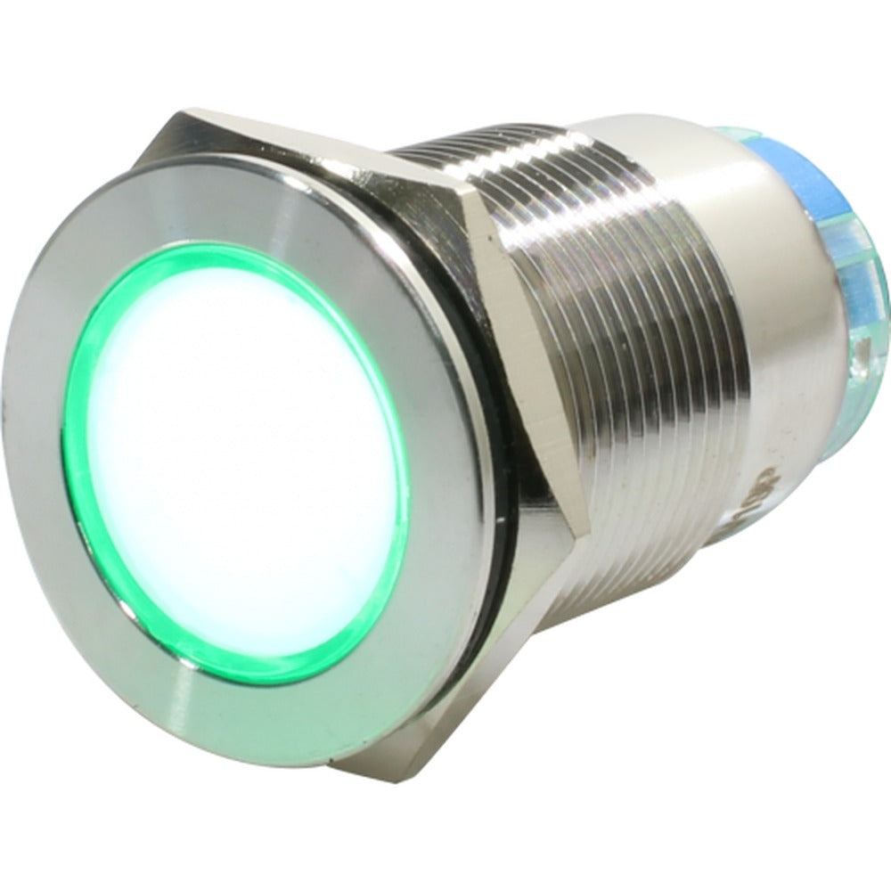 Luz piloto antivandálico metálico 19mm serie AV-P - Verde - 24VAC/DC