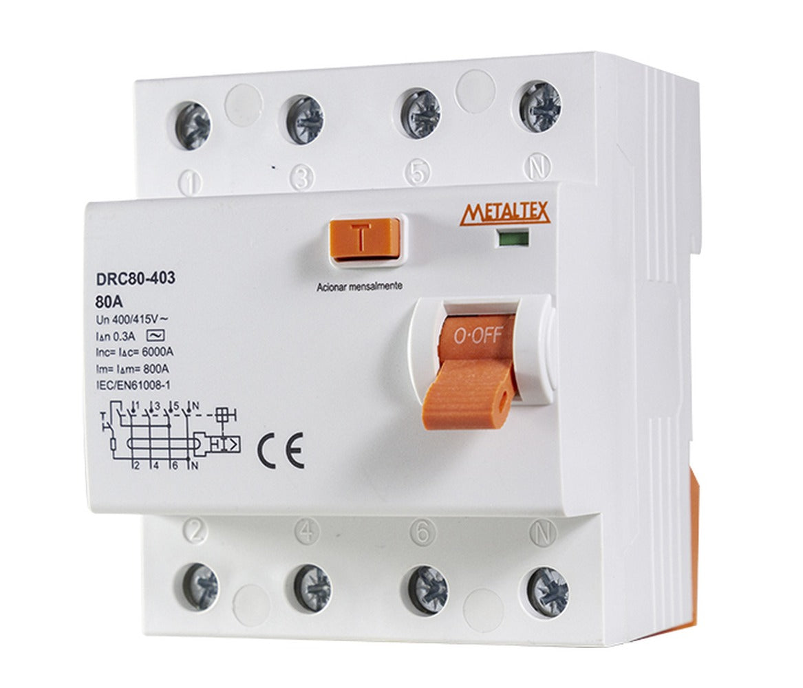 Interruptor Diferencial Bipolar - 30mA/300mA 80A - 4 Polos - 300mA