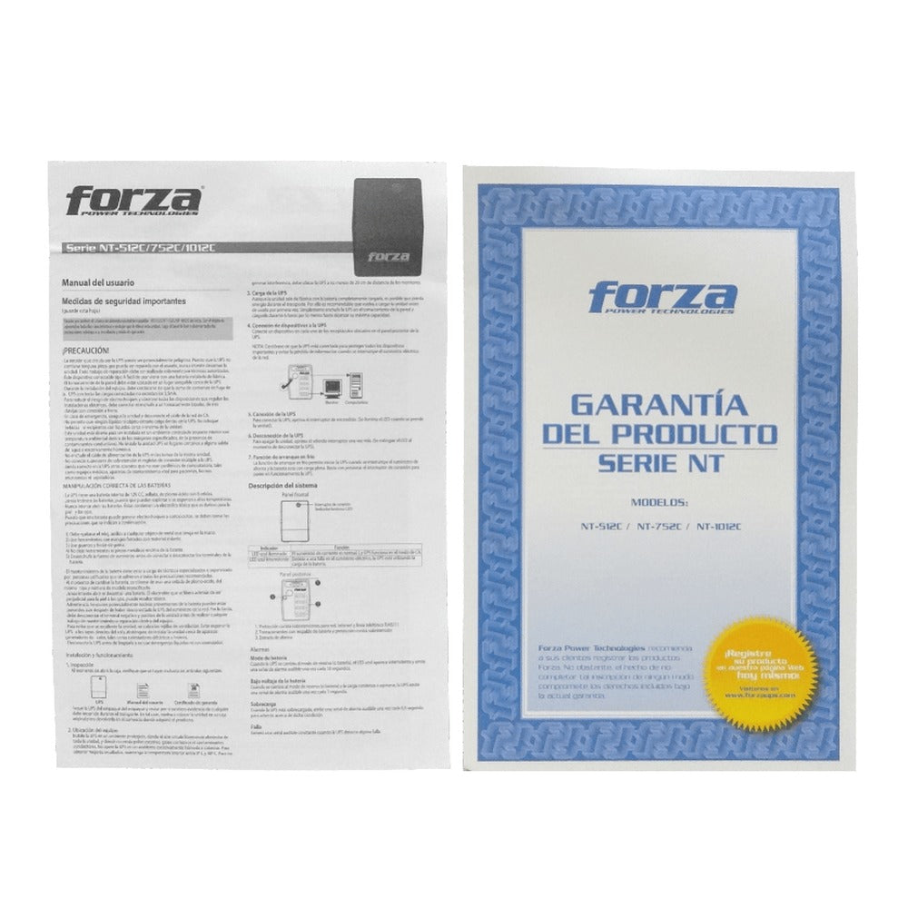 NT-1012C FORZA 54WH 1x9AH 1000VA 500W 4-IH-Chile AVR sin-USB 162-268VAC 2-RJ SAI/UPS