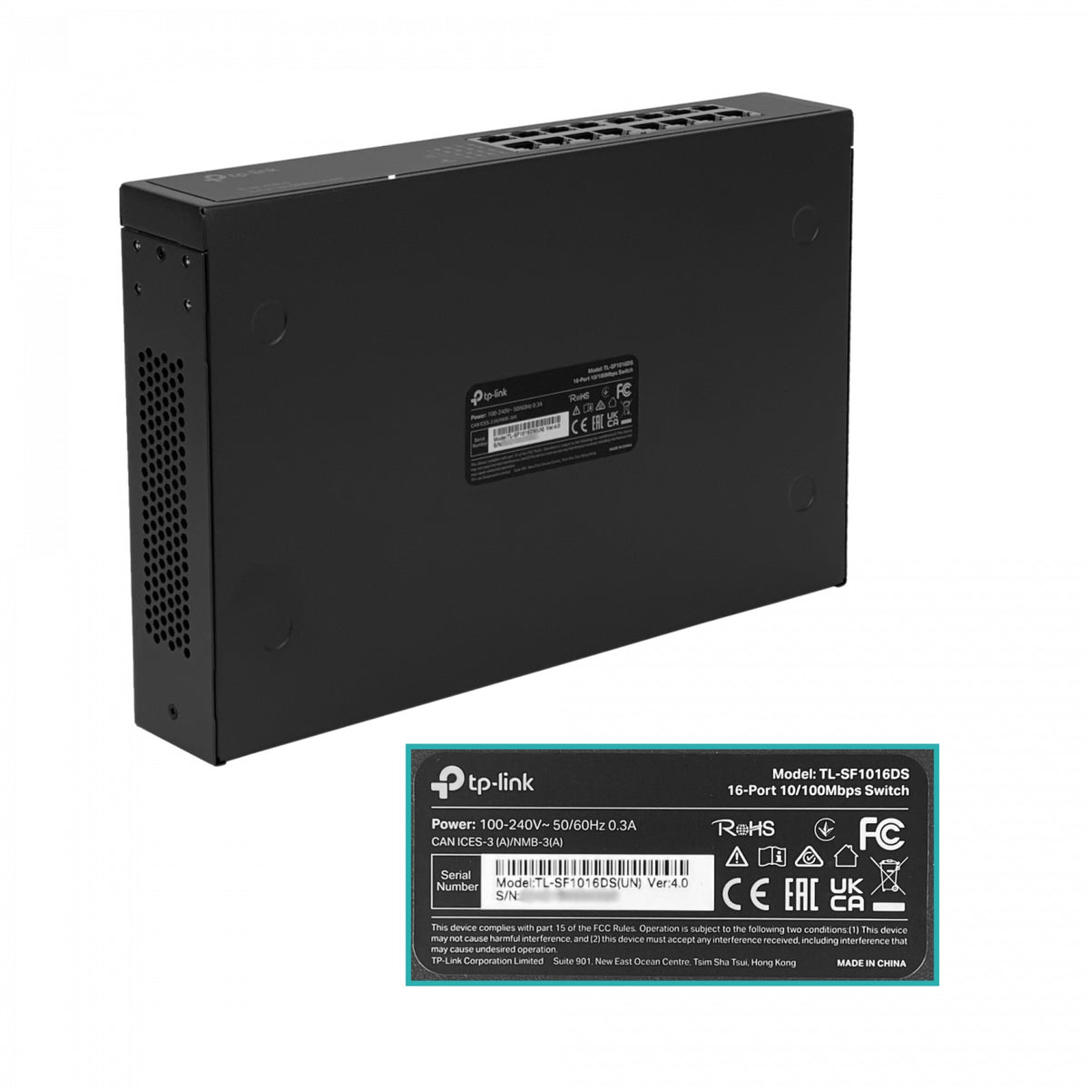 TL-SF1016DS. TP-LINK 16-100 Angosto Switch no-Admin Rack 10/100