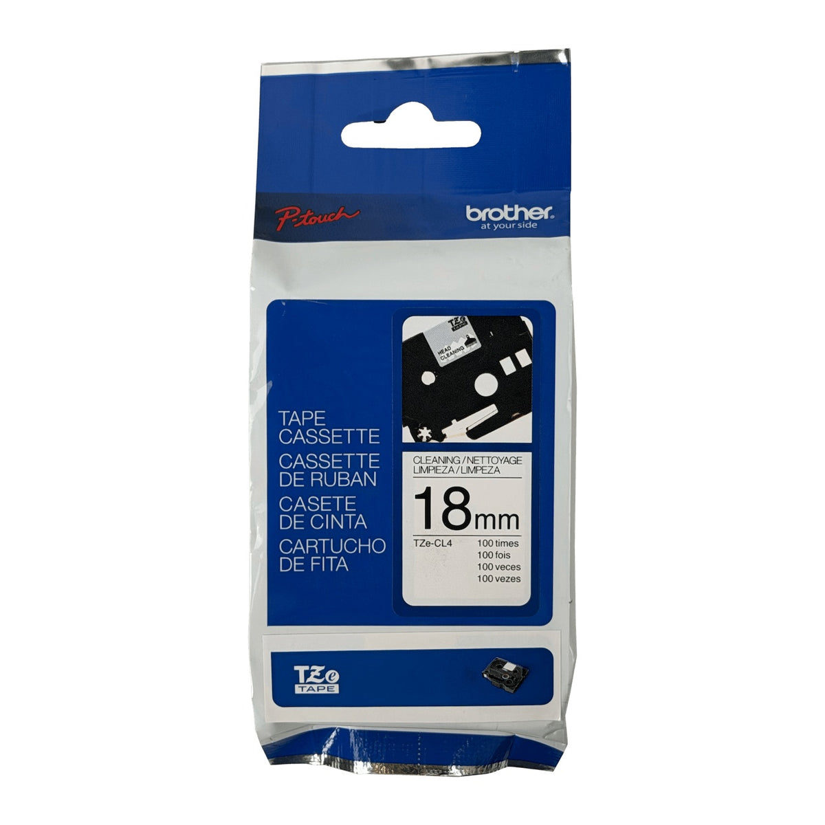 TZE-CL4 Cinta de limpieza BROTHER 18mm x 2,5m, 100 aplicaciones, compatible con PT-E300VP/D600VP/E550WVP