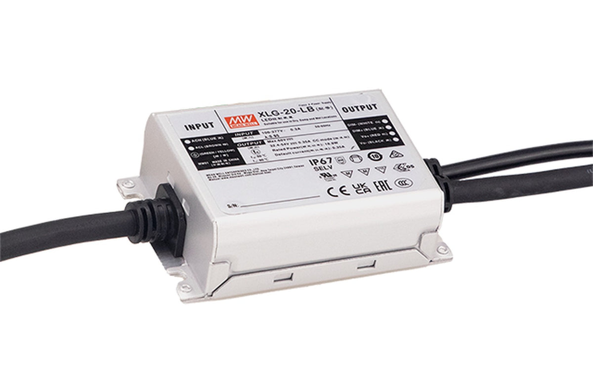 Driver LED metal de corriente PFC 20W XLG-20 - 350mA (comúnmente usado) - B - 3 en 1 (1-10V, Resistor, PWM)