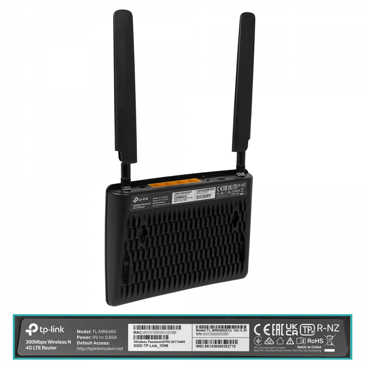 MR6400 TP-LINK Enrutador 4G/LTE 1 tarjeta SIM 1 puerto WAN 3 puertos LAN 100 Mbps 2 conectores SMA N300 banda 2,4 GHz
