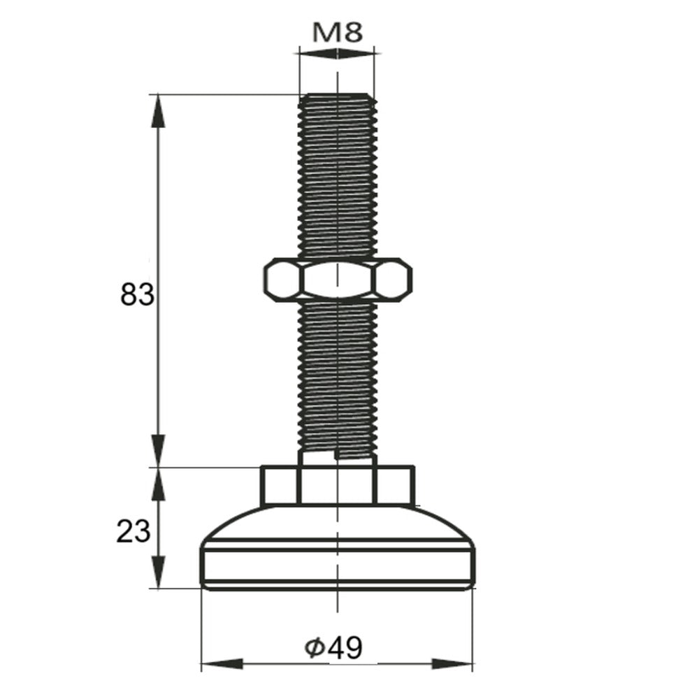 Pata ajustable M8 (Pack 4 und)