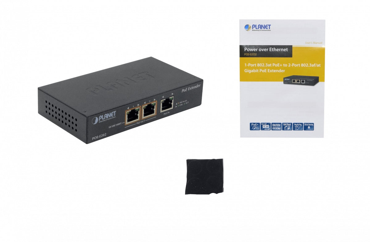 POE-E202 PLANET POE+at 1ent-2sal Switch no-Gestionable 3-1000 req-PoE 48-57V 36W