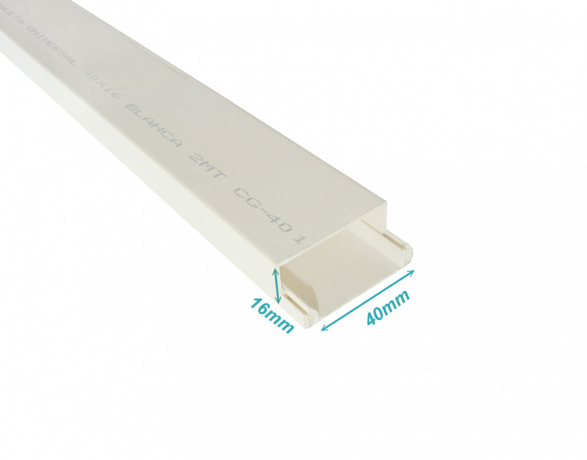 QN4W LINKCHIP Conducto Plástico PVC 40x16mm con-Cubierta 2metros CC-4016-W.