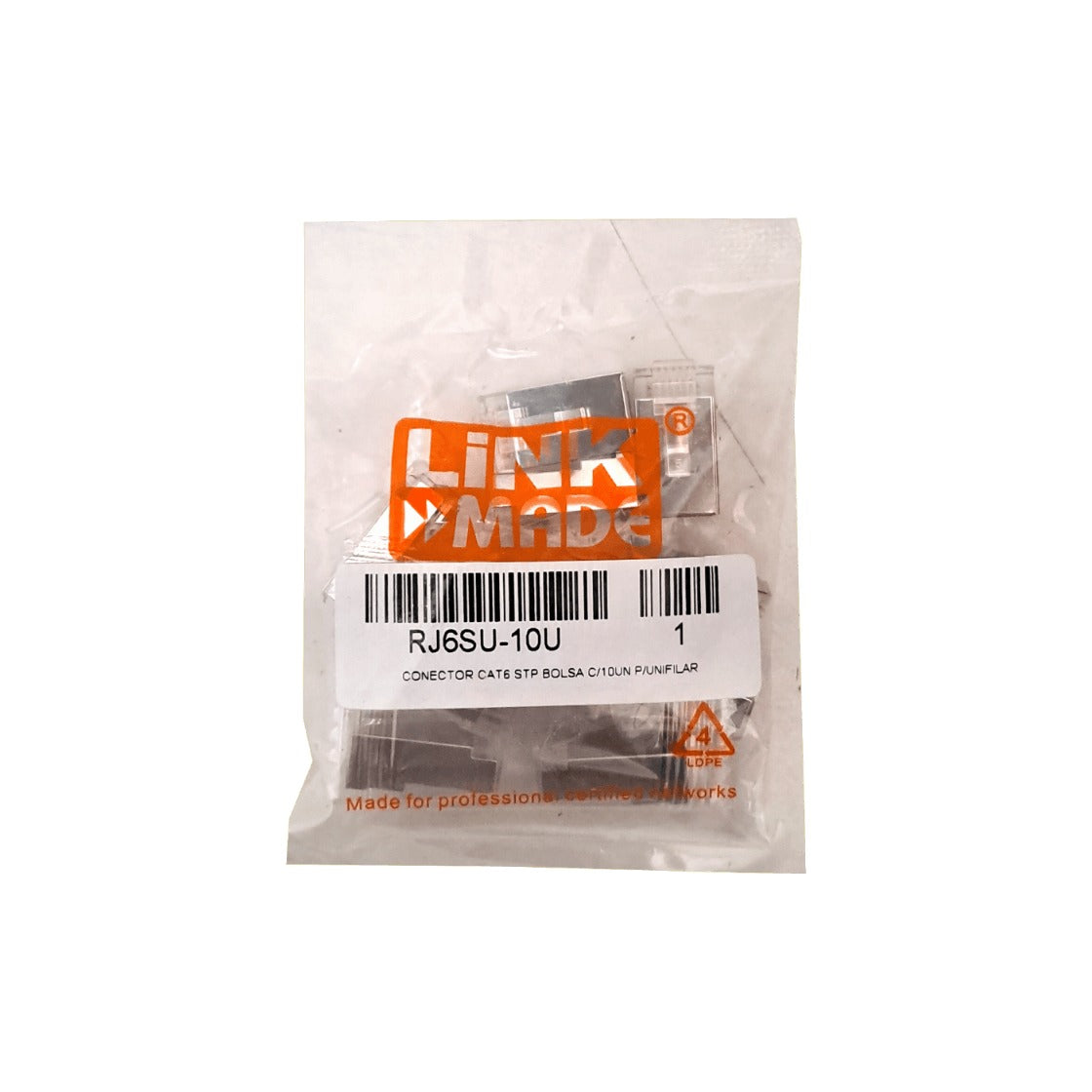 RJ6SU-10U LINKMADE Paquete de 10 piezas para Cable Unifilar Cat6 FTP STP Conector RJ45 con blindaje metálico