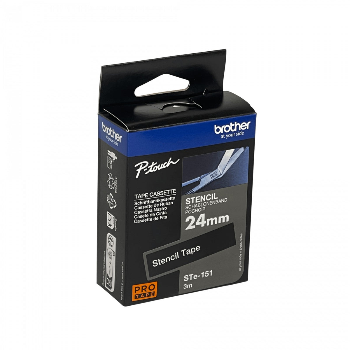 STE-151 BROTHER Cinta de Estarcido Reutilizable de 24mm y 3 metros para PT-E550WVP/D600VP