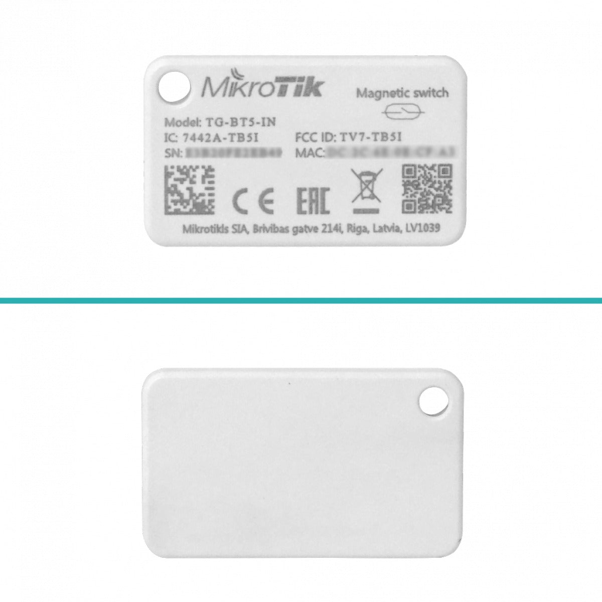 TG-BT5-IN. MIKROTIK batería 220mAh montaje interior grado protección IP54 capacidad almacenamiento 352kb etiqueta Bluetooth versión 5.2 protocolo BLE soporte iBeacon