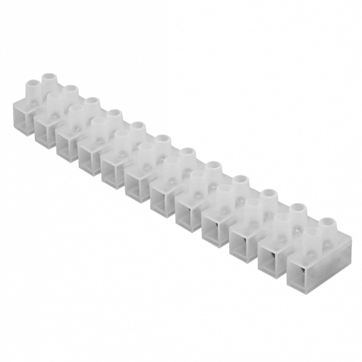REGLETA-100A. Regleta de conexión con tornillos de 12 pares, capacidad de 100 amperios, cable de 21,2 mm², 380 V, máximo 100 A, dimensiones 226x35x29 mm