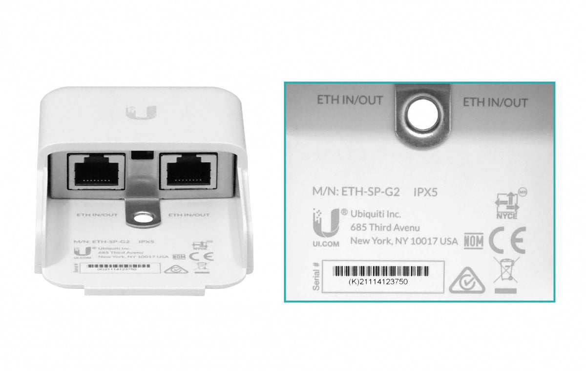 ETH-SP-G2. UI G2 10kA+ Supresor de picos de tensión 2-RJ45 para exterior ETHSP. UBIQUITI