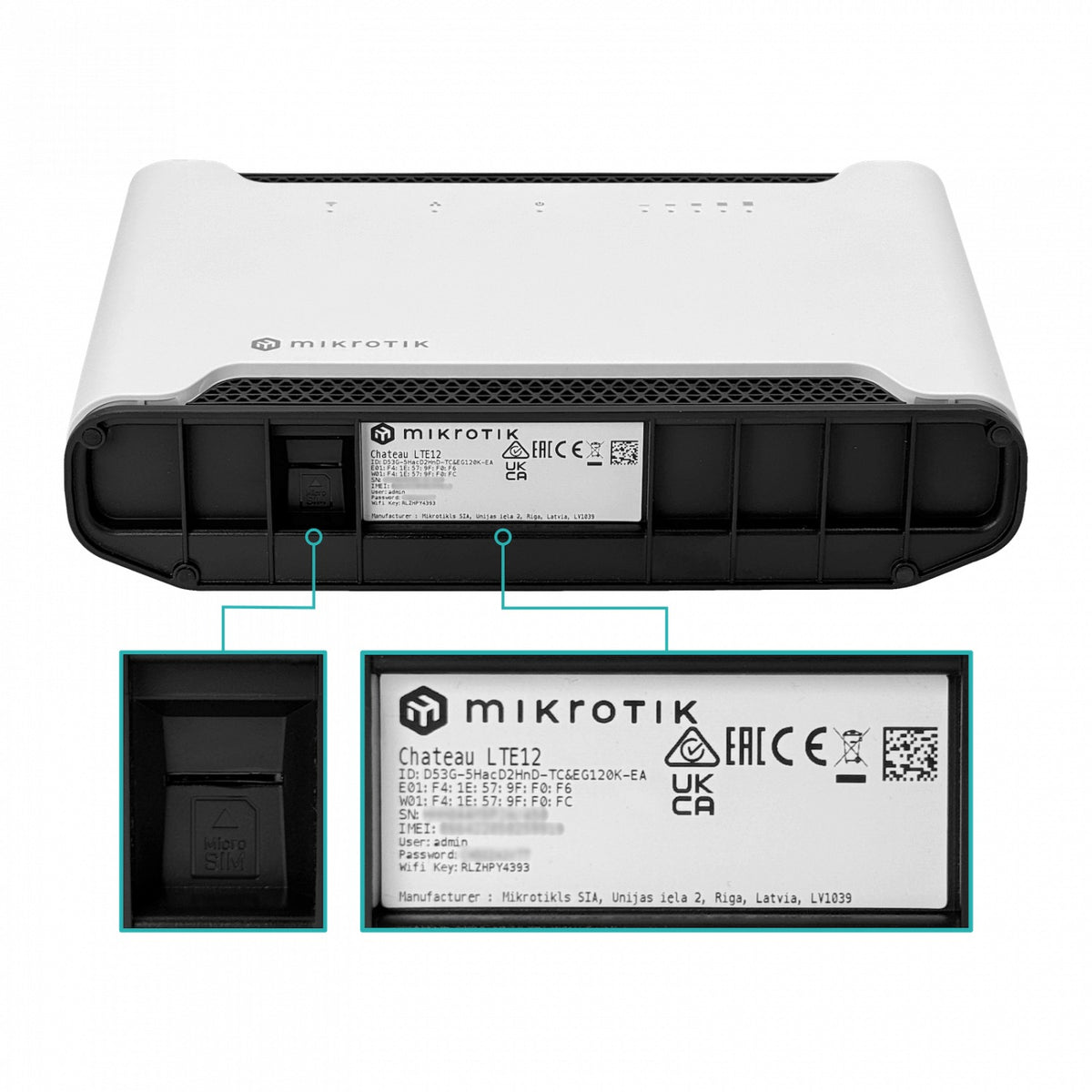 CHATEAU-LTE12E MIKROTIK MIKROTIK LTE 5-1000 1-Sim USB 2,4/5GHz 2-SMA-H inc-24Vdc