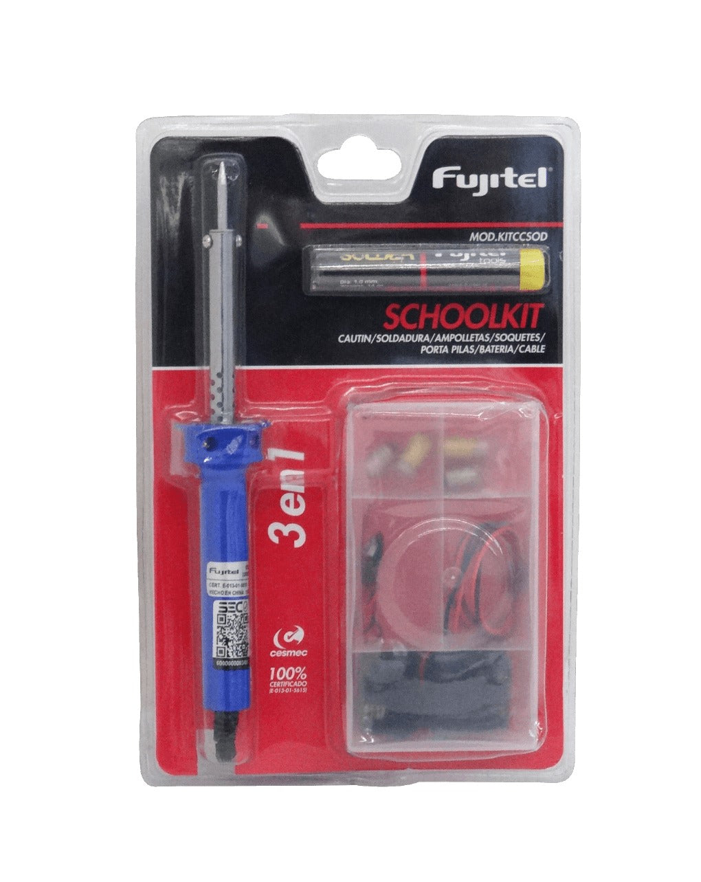 KITCCSOD FUJITEL Set de soldador tipo lápiz 25W con estaño portapilas y complementos