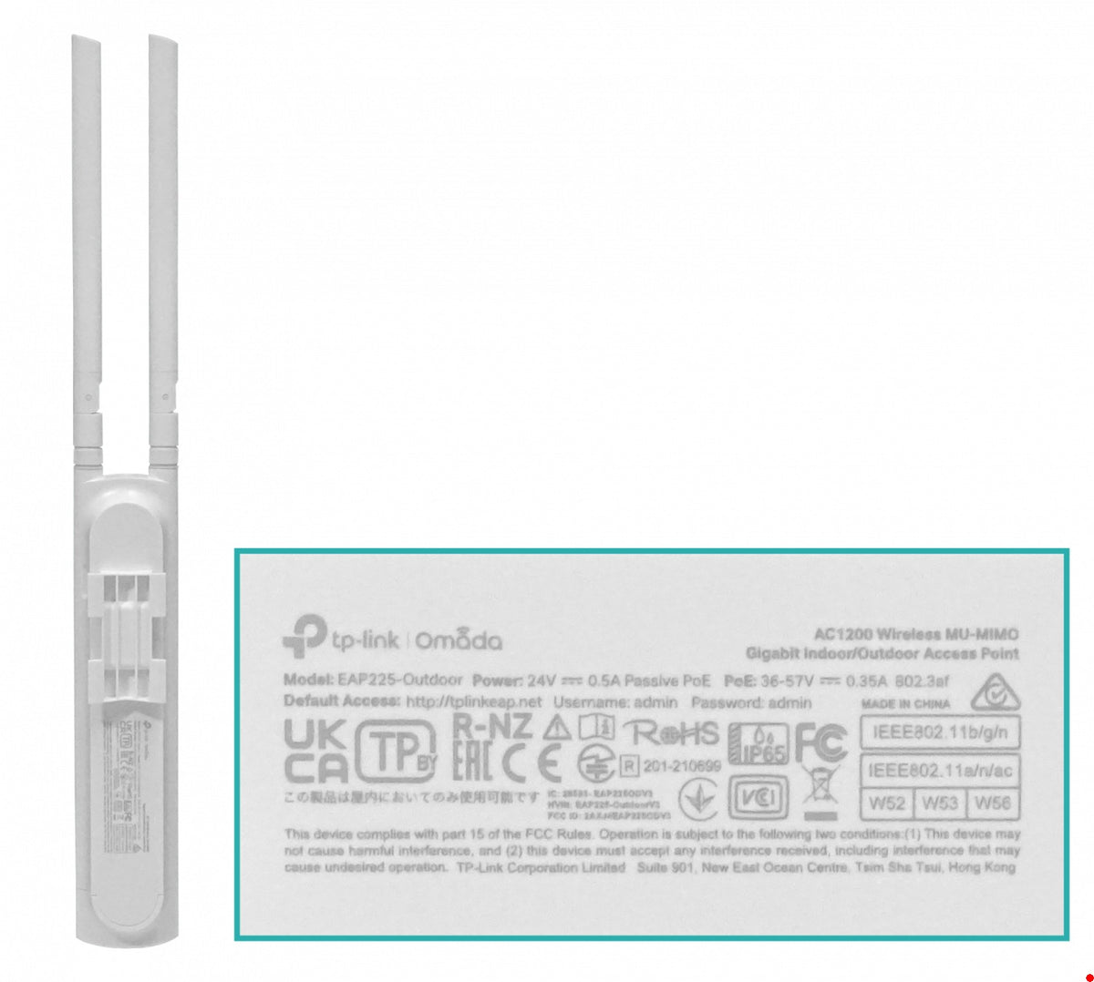 EAP225-OUTDOOR-LIQ USADO TP-LINK 2,4/5GHz 1-100 2-RPSMA-3/4dBi Exterior inc-PoE24V