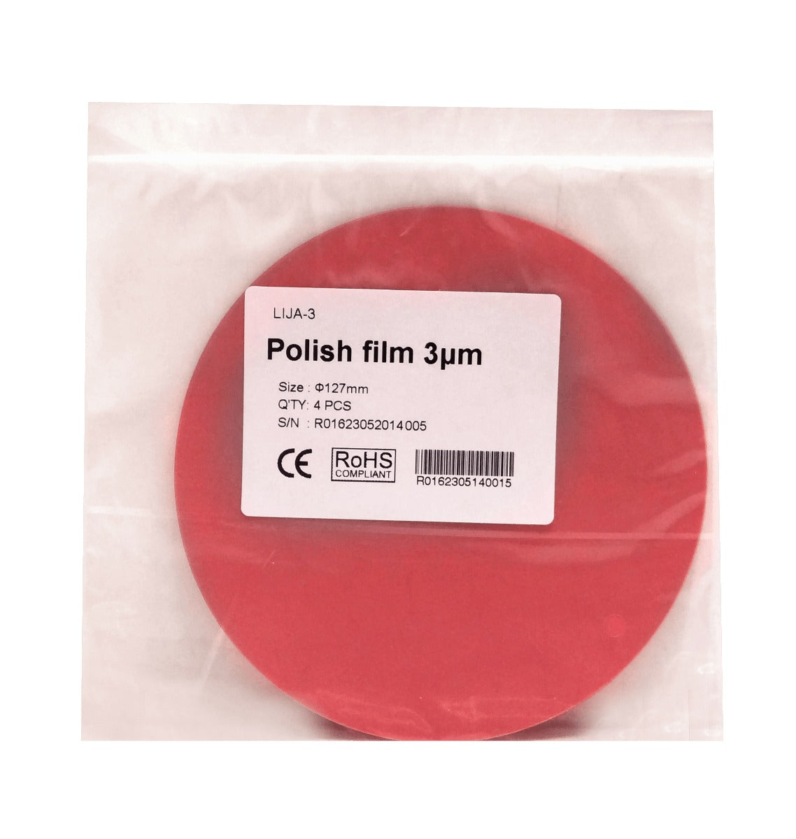 LIJA-3 3um 3-Micras Disco Abrasivo p/Fibra Optica 4-Piezas Diametro-127mm Pulido