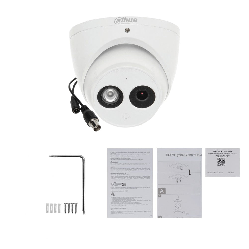 CAMA-DOMER DAHUA 2,8mm IR50mt Camara Domo Analoga HDCVI 2MP 1080p HAC-HDW1200EM-A