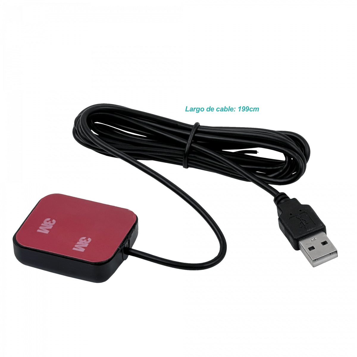 GPS-USB Antena USB2.0 GPS 1575MHz L1 GZSS SBAS Cable 200mm Base-Adhesivas 2mt