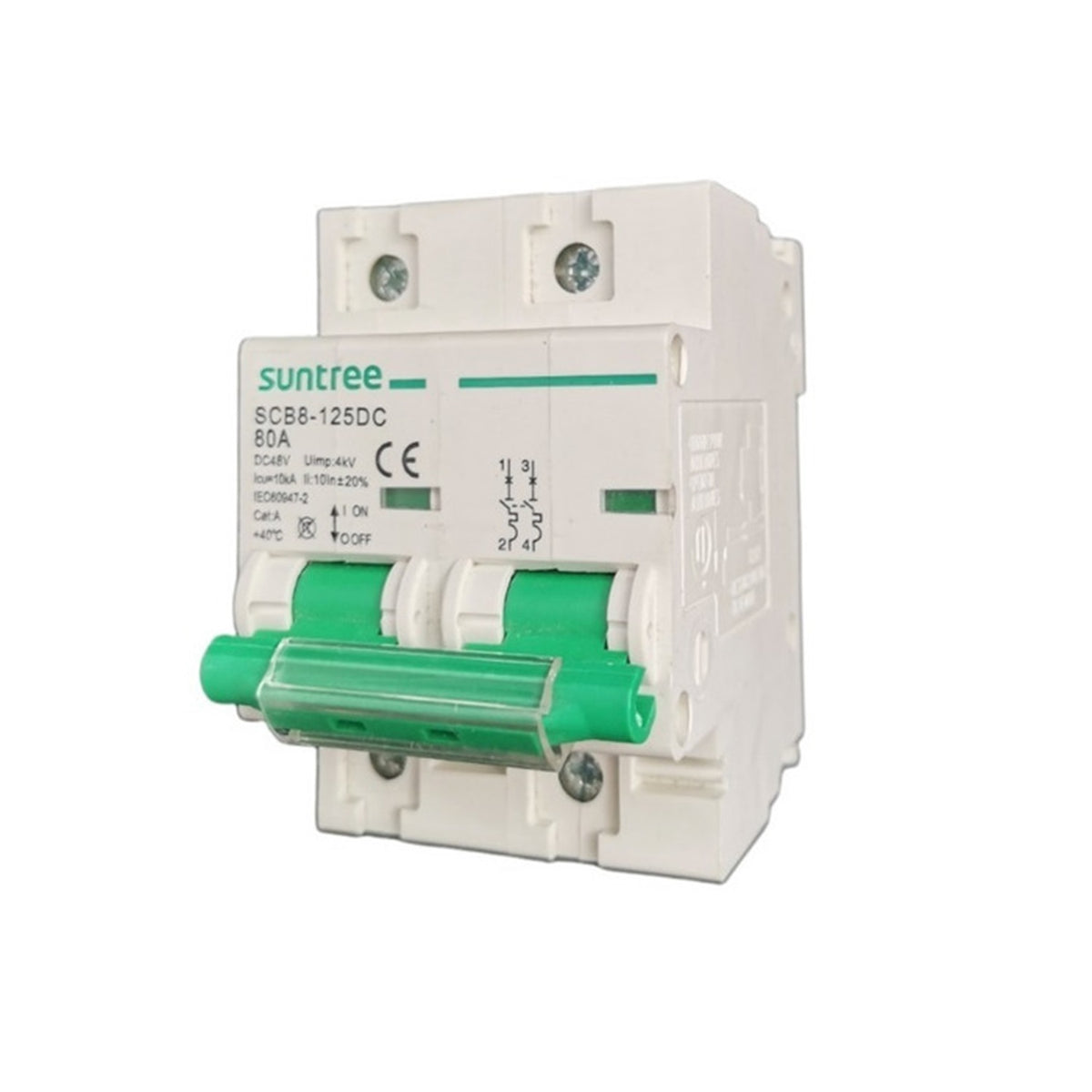 Interruptor Automático Solar serie SCB8-125, Bipolar, 80A 550V