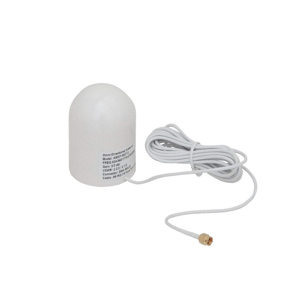 NMO-A Antena Omnidireccional 2-3dBi 824-960/1710-2700MHz 4G Conector-SMA-Macho 3mt Base-Imanada