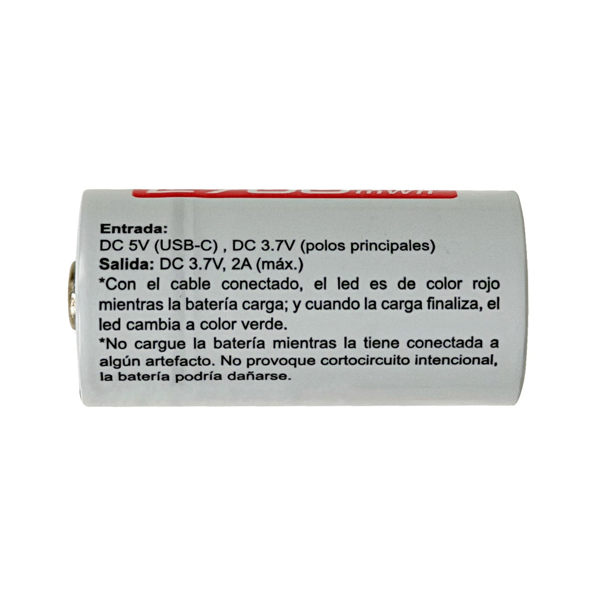 CR123-C 2-unidades Baterías 3,7V USB-C Recargable 2700mWh 16x32mm Litio Pila/Acumulador