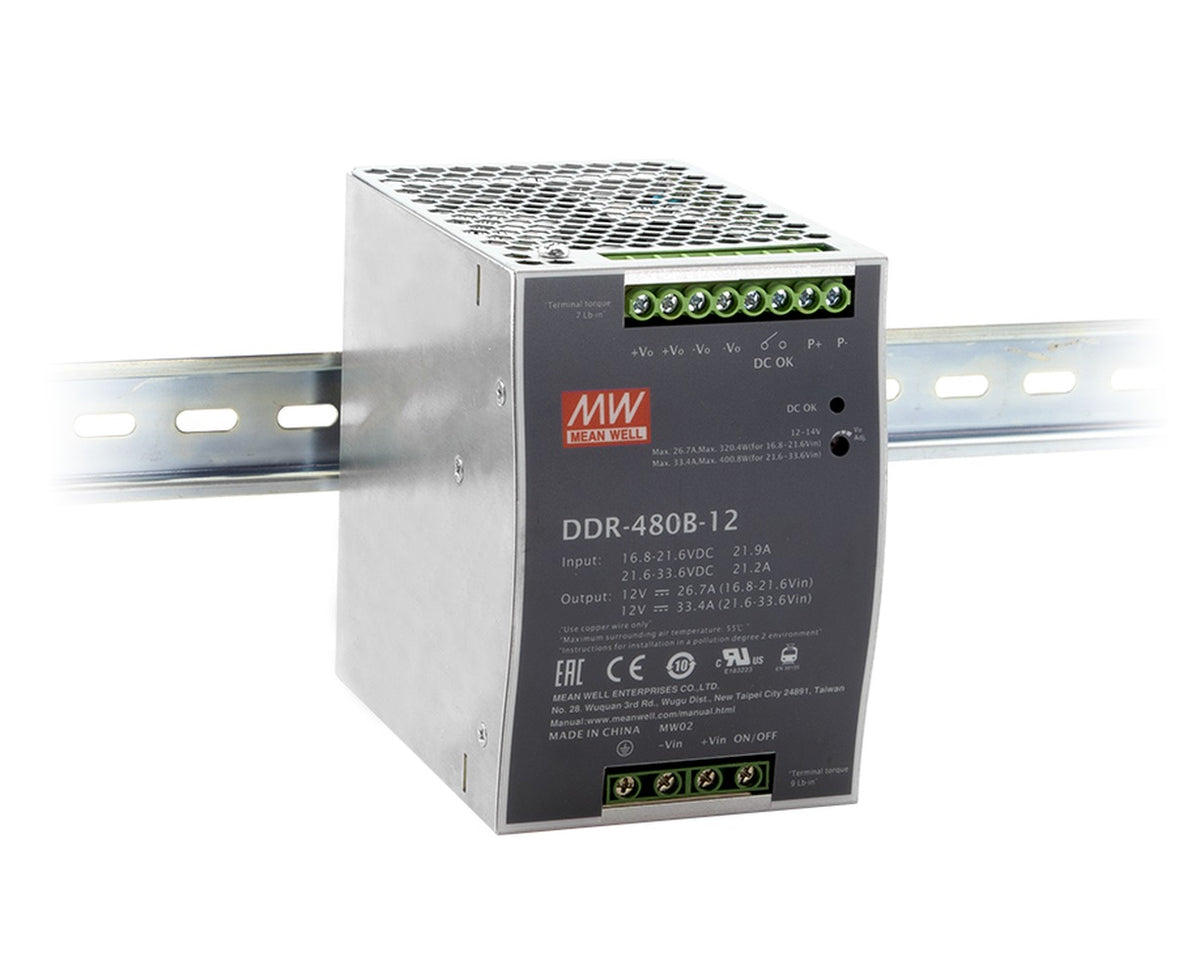 Conversor DC-DC riel DIN 480W DDR-480 - 16.8 a 33.6VDC - 12V