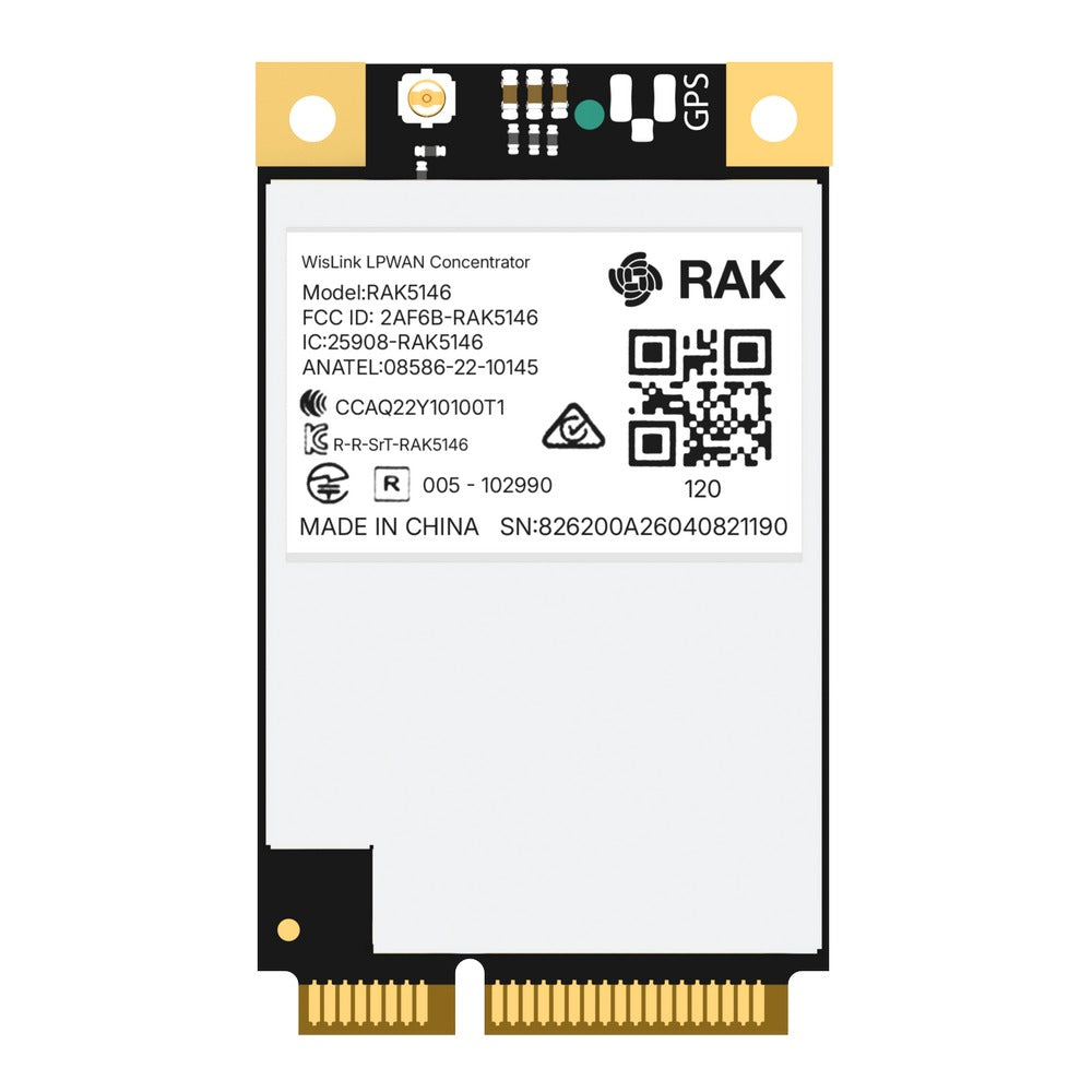 RAK5146 Gateway Concentrator Module for LoRaWAN® SX1303 - SPI / sin LBT / sin GPS