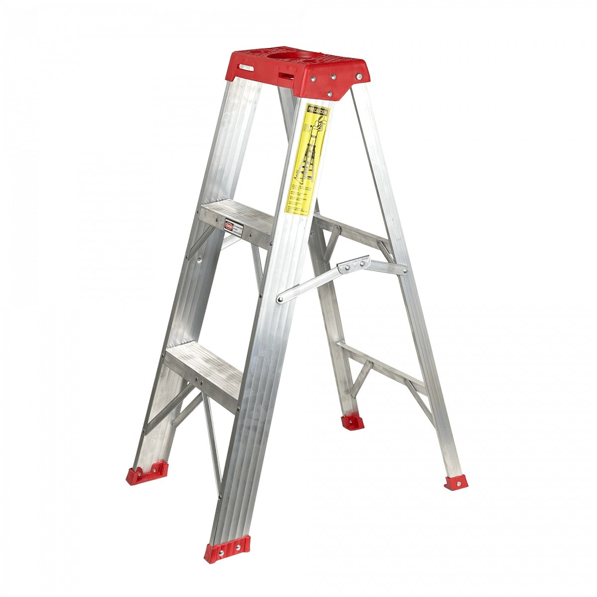 ESAL-903 Taburete plegable de tijera en aluminio con 3 escalones, altura de 0,9 metros y capacidad de carga de 90 kilogramos, escalera de 0,91 metros