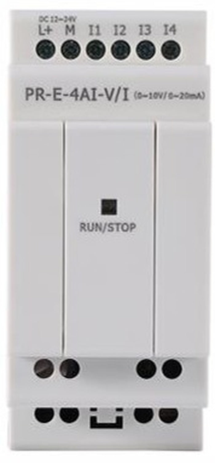 Módulo de Expansión PR-E-4AI-V/I, 4 Entradas Análogas 0-10V o 0-20mA, Alimentación DC12-24V, Rievtech