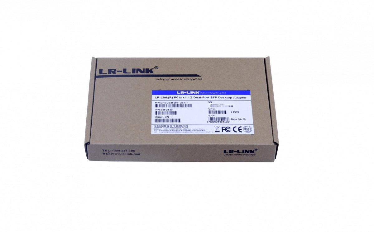 PCIE-2SFP Adaptador de Red LRLINK PCIe-x1 2-Puertos SFP 1G Servidor Chip Intel I350AM2