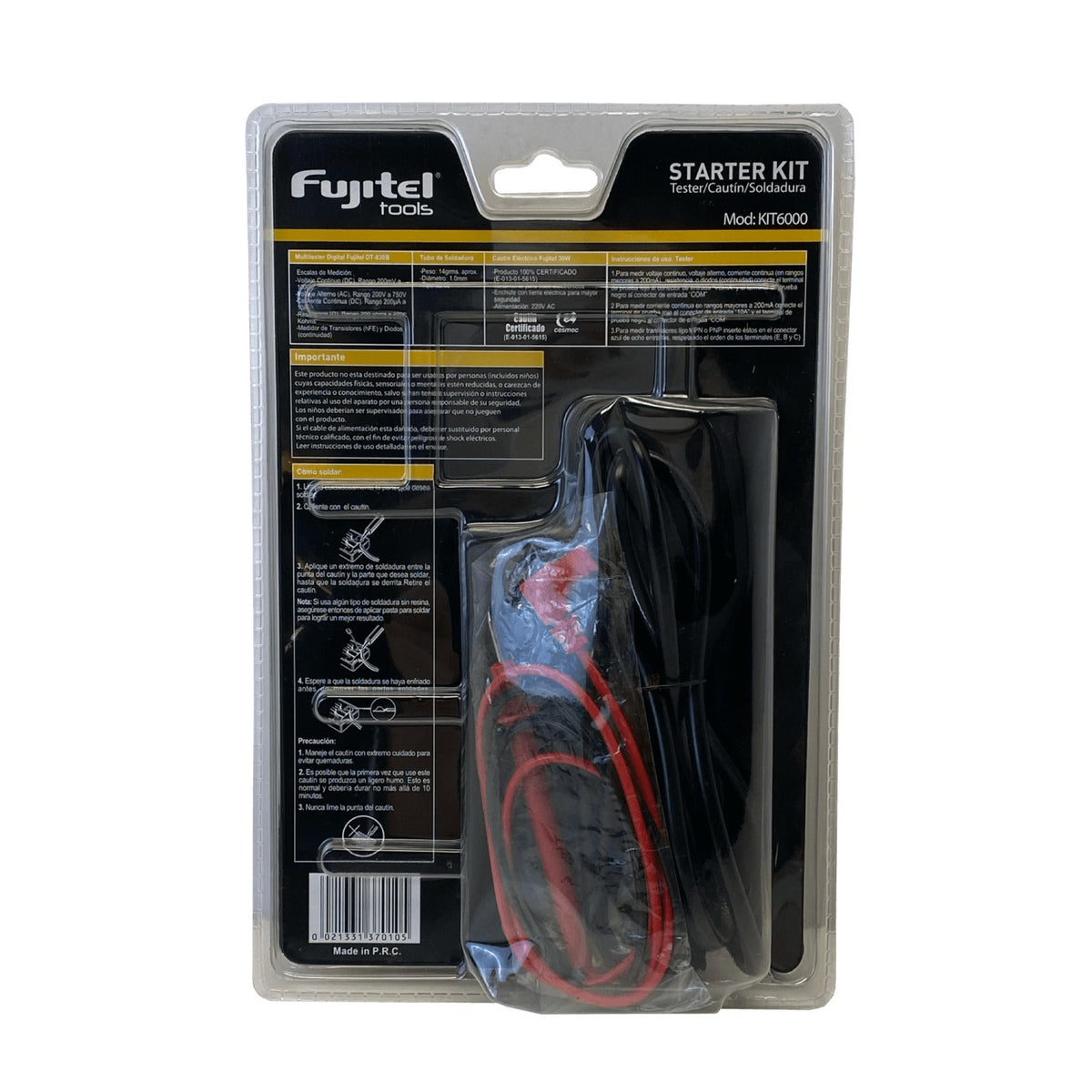 KIT6000 FUJITEL Estación combinada de soldadura con cautín y multímetro digital tipo tester