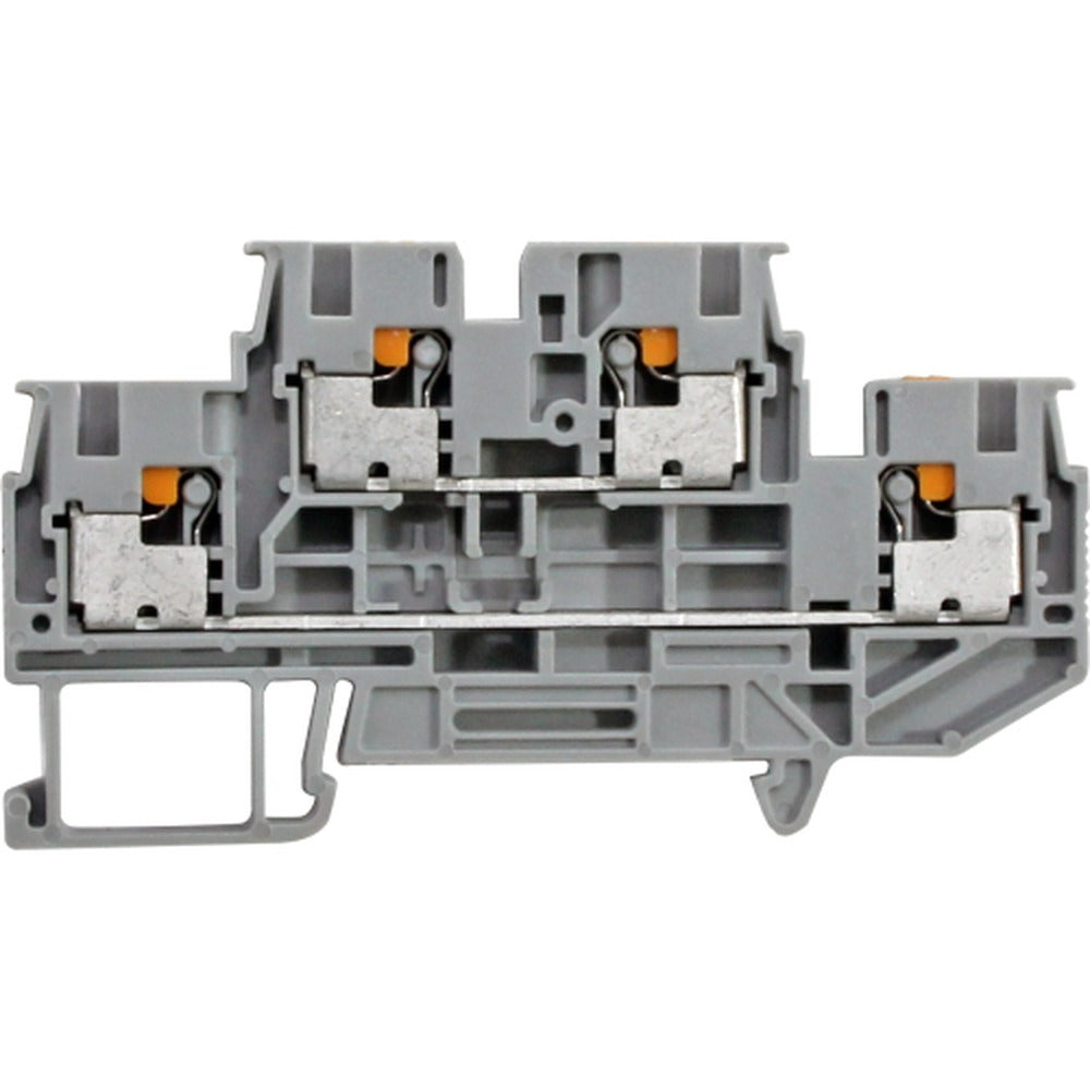 Bornera riel din 4mm² 32A libre mantenimiento Push-in BP4 - 2x2 vías doble nivel - Gris